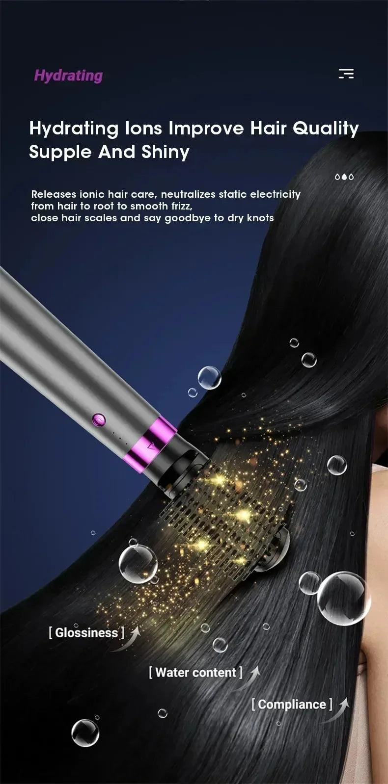 5-in-1 Hair Dryer with Straightener and Curler for Home Travel Salon Use, 110V/220V Negative Ion Fast Drying Styler Strong Wind
