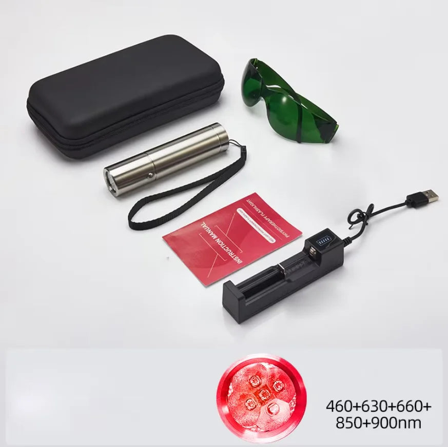Blue & Red Light Therapy Device with 5 Wavelengths Near Infrared 900nm Light Therapy for Body Relief Acne Treatment Skin Health