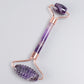Rose Gold Sawtooth Face Roller Gua Sha Tool Massage Set Natural Jade Acupuncture Scraping Body Healing White Stone Massager Care