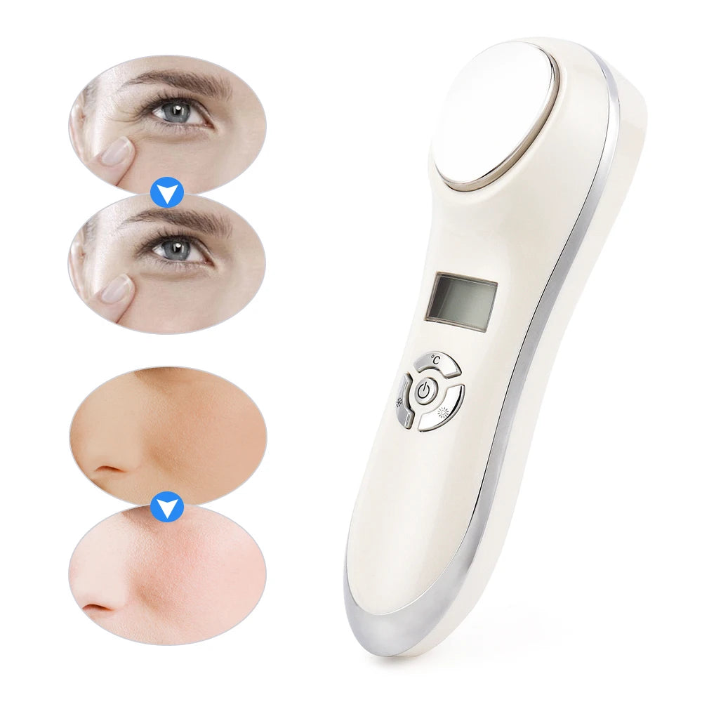 Facial Hot&Cold Vibration Massager Ice Skin Care Cryotherapy Calm Skin Shrink Pores Warm Heating Relax Skin Lifting Device