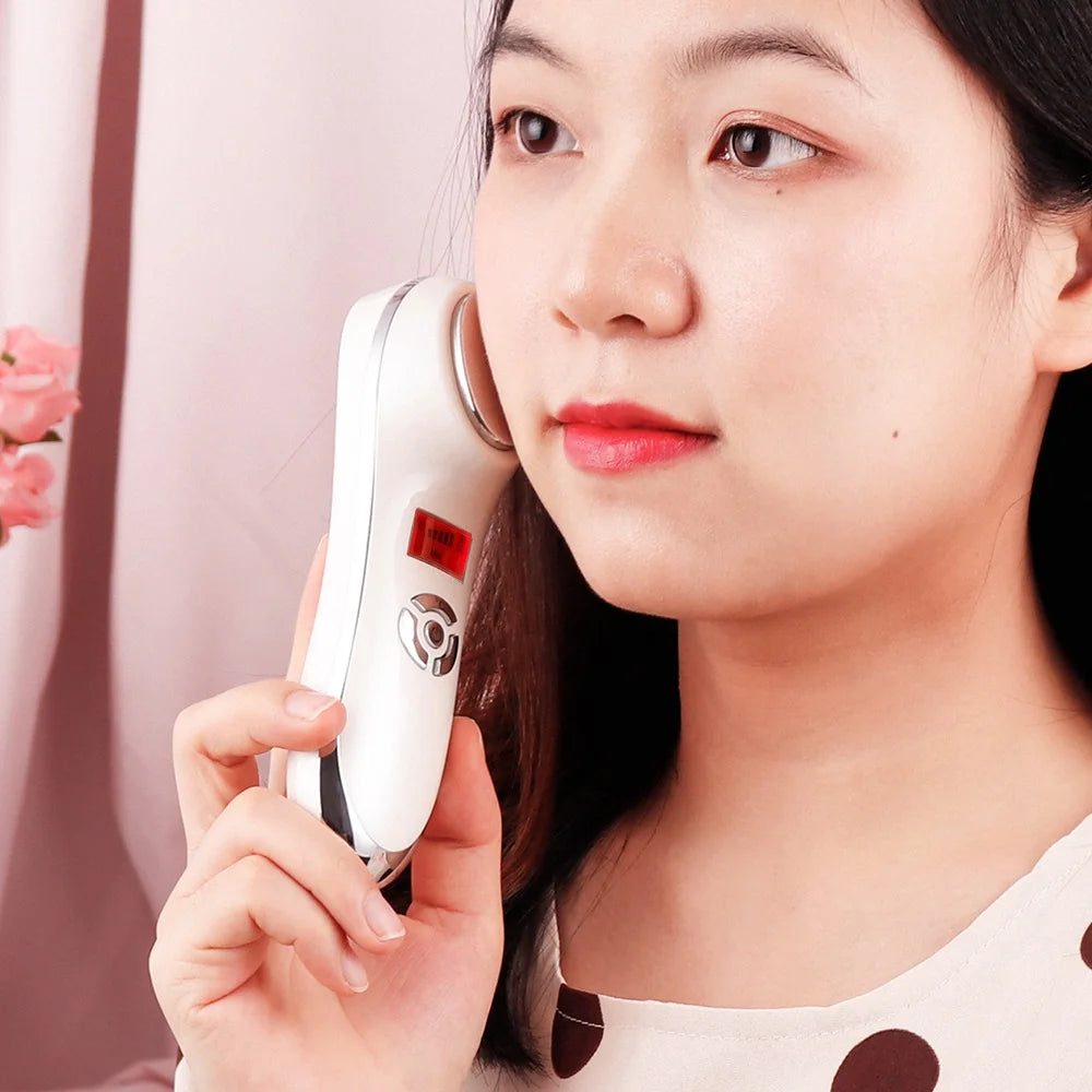 Facial Hot&Cold Vibration Massager Ice Skin Care Cryotherapy Calm Skin Shrink Pores Warm Heating Relax Skin Lifting Device
