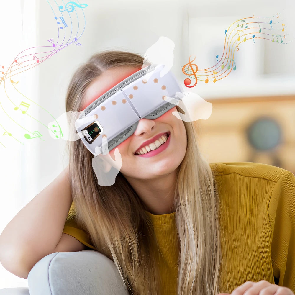 Eye Massager with Heat Smart Eye Care Device with Music for Migraines Relax Reduce Eye Strain Dark Circles Eye Bag Improve Sleep
