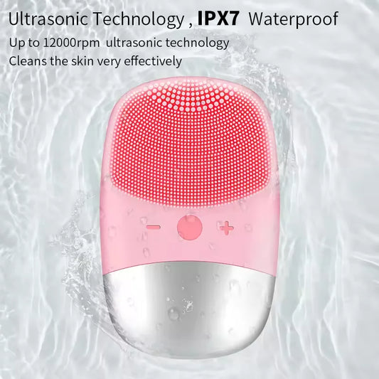 Square Electric Facial Cleansing Brush Silicone Rechargeable Introducer Beauty Device Ultrasonic Face Cleaning Massage Tool