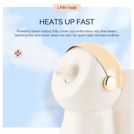380ml Face Steamer Nano Spray Ionic Nebulizer Facial Vaporizer Hot Mist Hot Compress Skin Moisturizer Sprayer For Face Sauna SPA