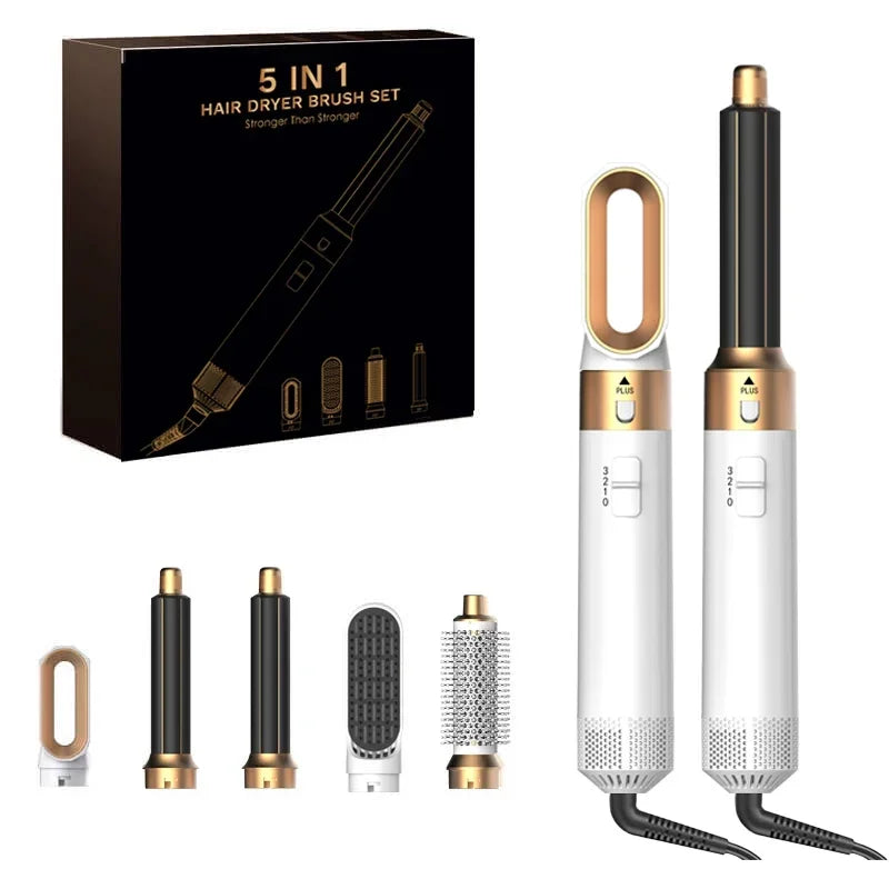 5 In 1 Hair Dryer And Styler Kit With Professional Hot Air Brush Curling Iron Hair Straightener For Curling And Straightening