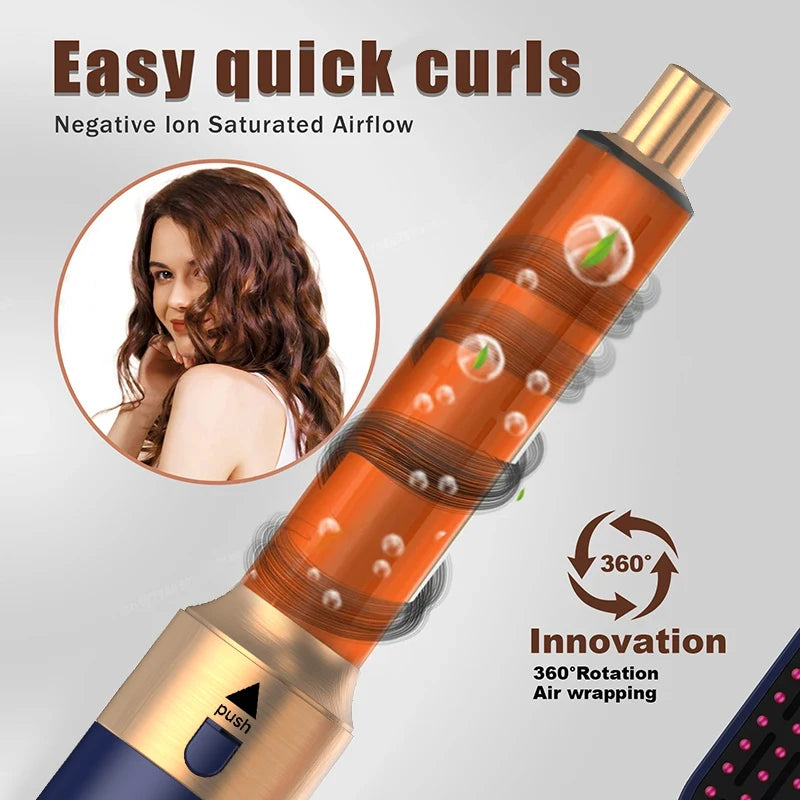 5 In 1 Hair Dryer And Styler Kit With Professional Hot Air Brush Curling Iron Hair Straightener For Curling And Straightening