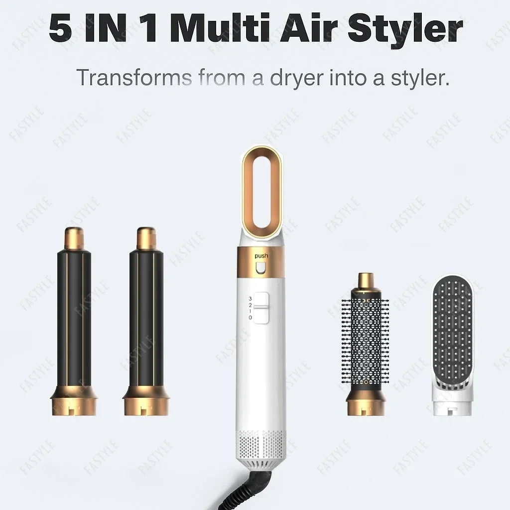 5 In 1 Hair Dryer And Styler Kit With Professional Hot Air Brush Curling Iron Hair Straightener For Curling And Straightening