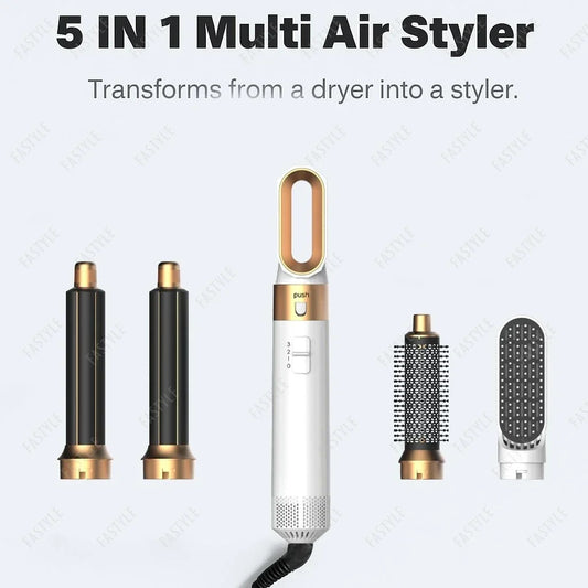 5 In 1 Hair Dryer And Styler Kit With Professional Hot Air Brush Curling Iron Hair Straightener For Curling And Straightening