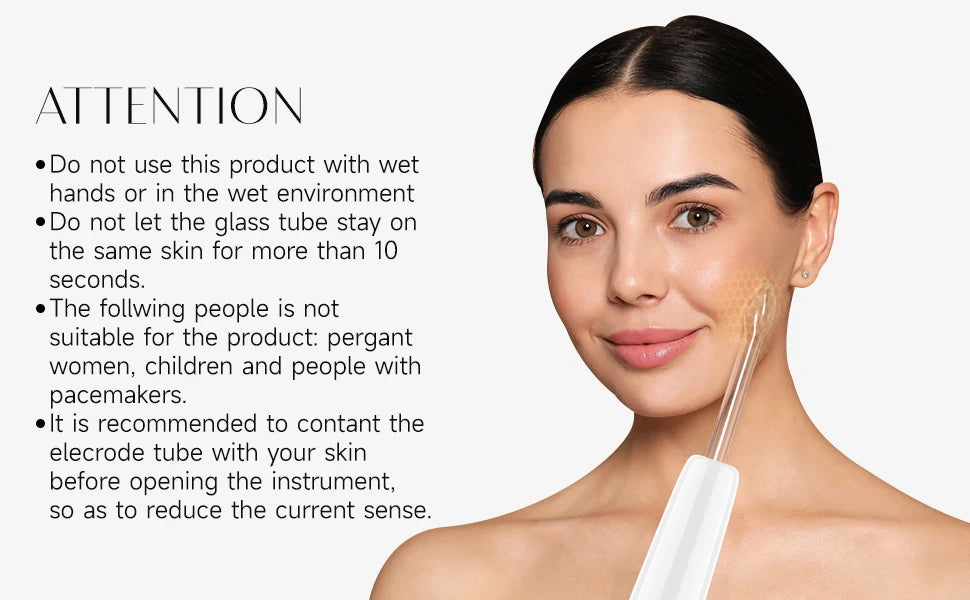 DARSONVAL High Frequency Electrode Wand Machine Neon Electrotherapy Glass Tube Acne Spot Wrinkles Remover Beauty Facial Care
