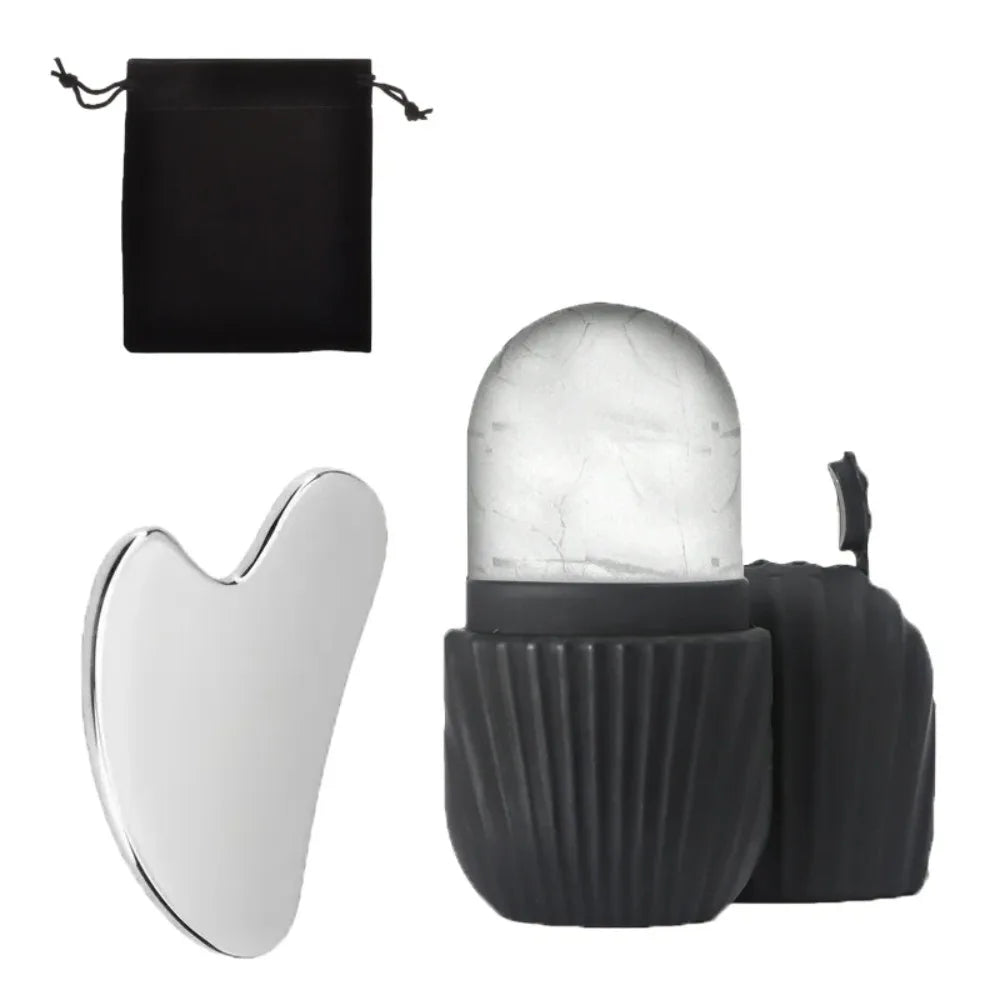 1/3PCS Ice Face Roller Stainless Steel Gua Sha Board Set Facial Massager Face Massage Roller Face Lifting Beauty Skin Care Tools