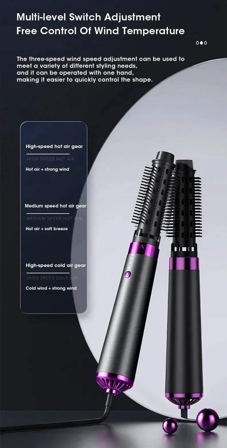 5-in-1 Hair Dryer with Straightener and Curler for Home Travel Salon Use, 110V/220V Negative Ion Fast Drying Styler Strong Wind