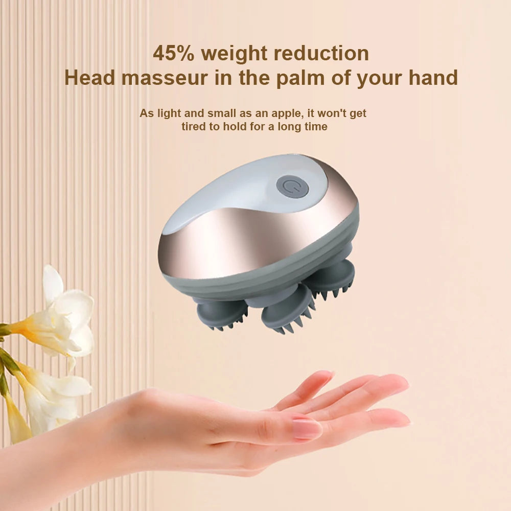 Electric Scalp Massager Silicone Head Scalp Kneading Vibration Device 6 Mode for Hair Growth Stress Relax Waterproof Massageador