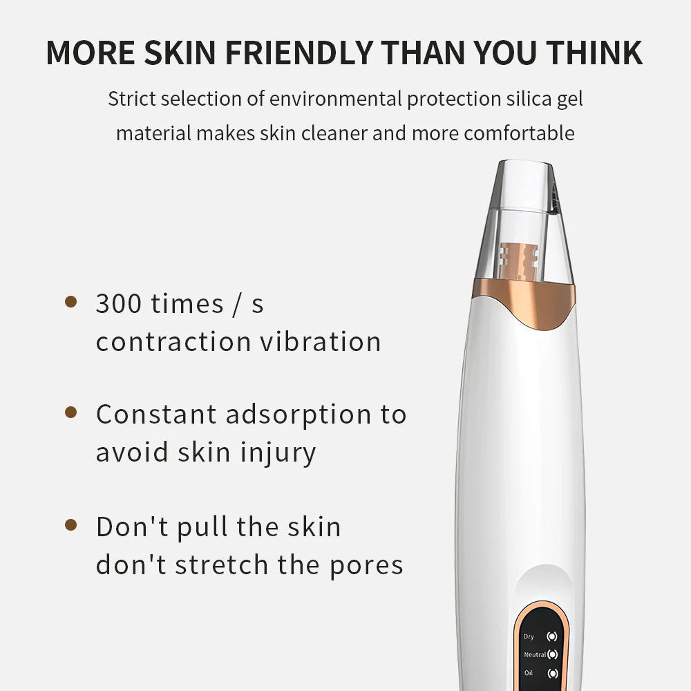 Blackhead Remover Facial Pore Cleaner 3 Suction Power Electric Pimple Acne Extractor Tool Face & Nose Whiteheads Vacuum Removal