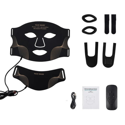 Silicone LED Mask Face With Neck 7 Colors LED Light Photon Therapy Anti Aging Rejuvenation Brighten Repair Skin Wireless Use