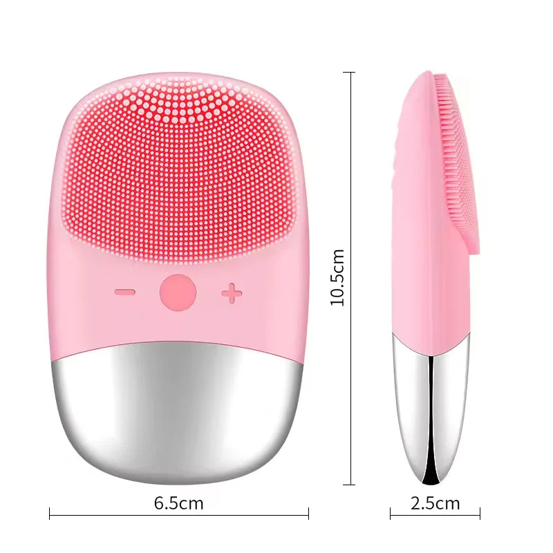 Square Electric Facial Cleansing Brush Silicone Rechargeable Introducer Beauty Device Ultrasonic Face Cleaning Massage Tool