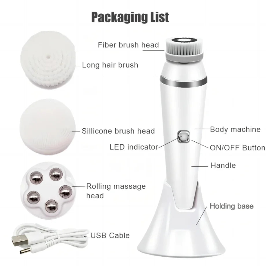 Waterproof IPX7 Electric Facial Cleansing Brush Electric Deep Cleaning Removal Blackhead Pore Exfoliator Face Massager Device
