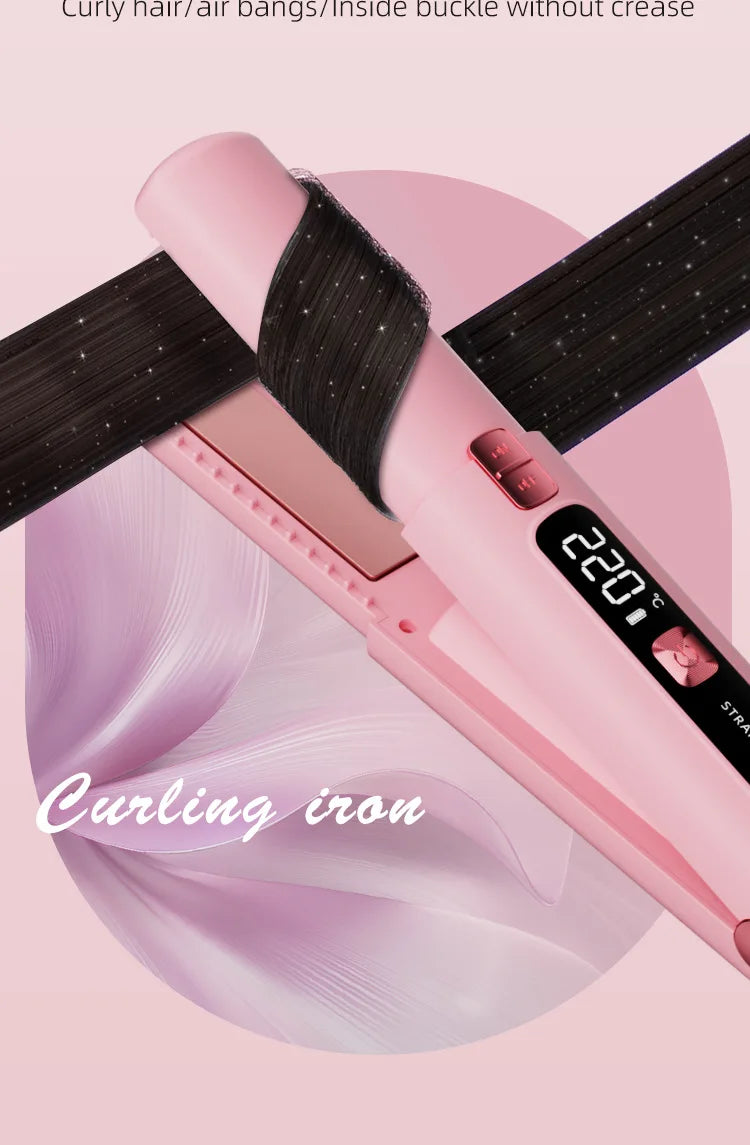 TINSOL New Mini Wireless Straightener Portable Curler, Multi-Function Professional Hair Styling Tool 6 Temperature Settings