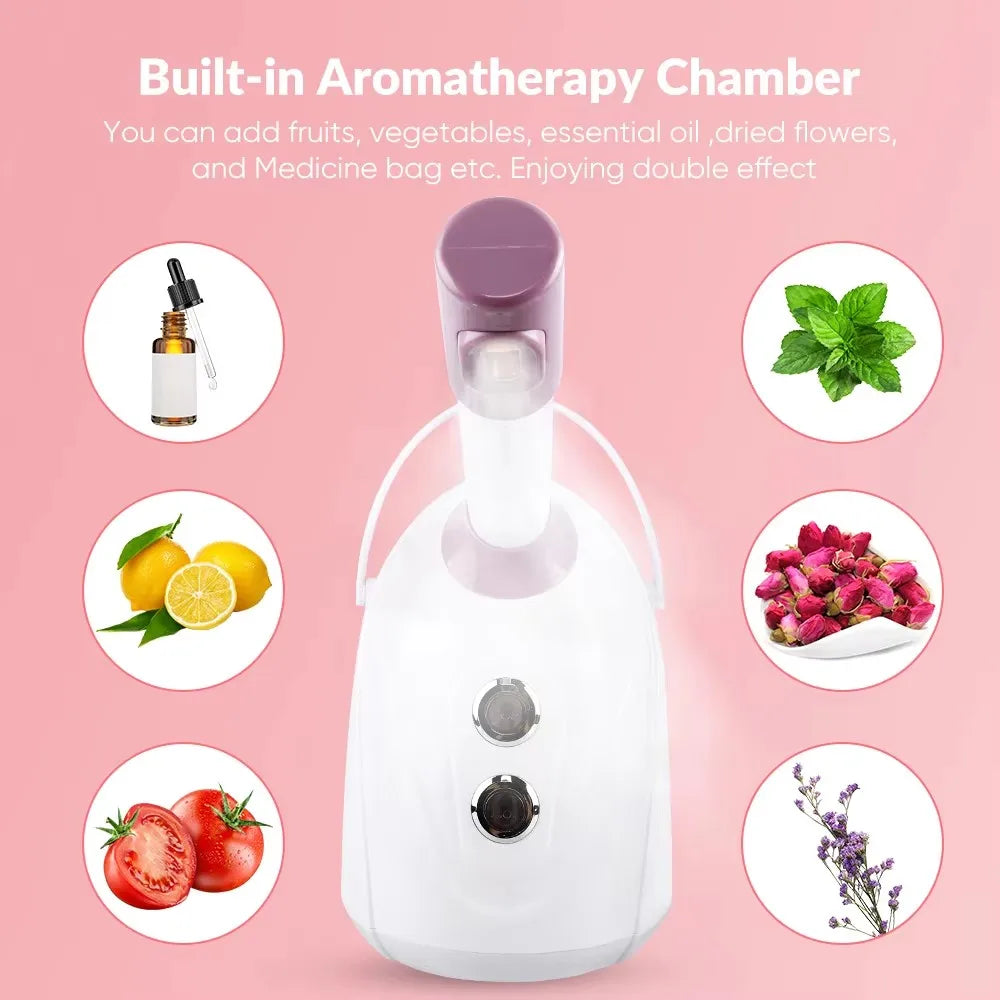 Facial Steamer Hot Cold Warm Mist Humidifier Face Deep Cleaning Vaporizer Nano Ionic Sprayer Salon Home Ozone Skin Moisturizer