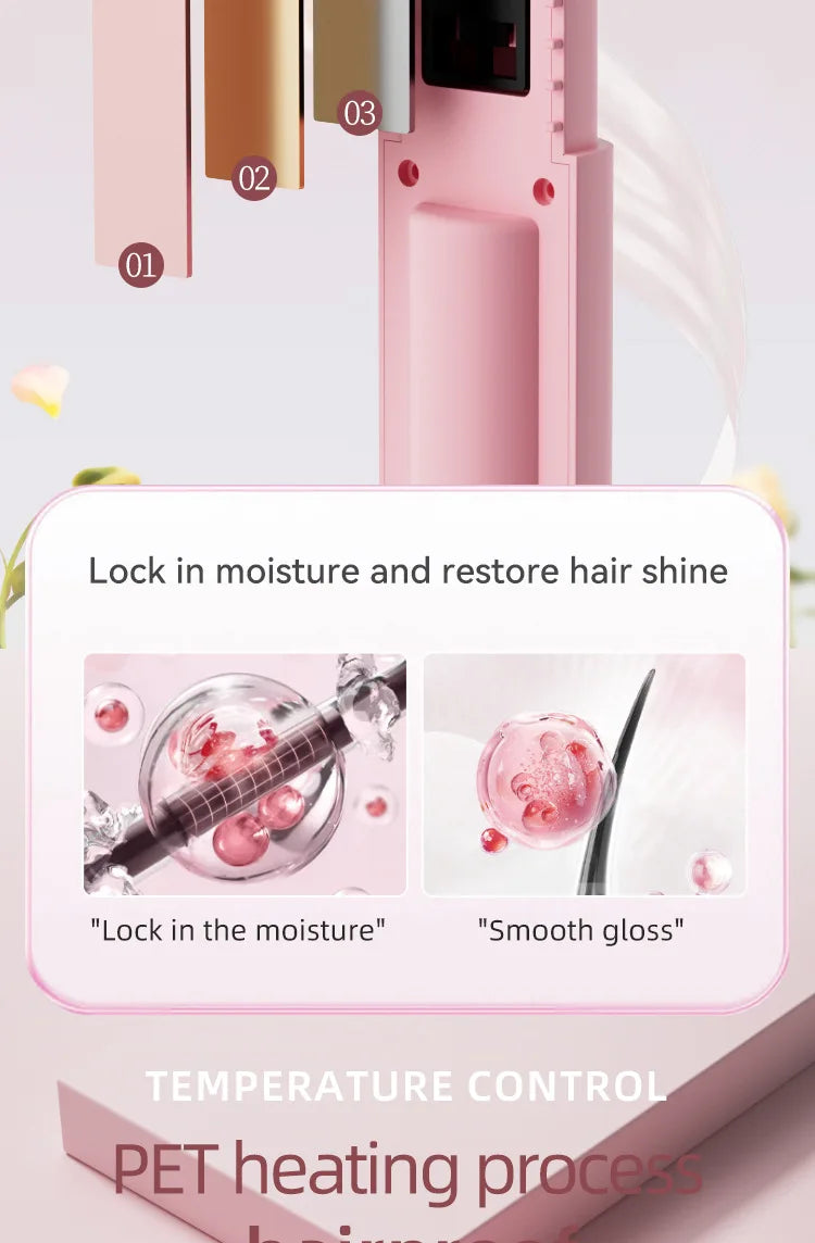 TINSOL New Mini Wireless Straightener Portable Curler, Multi-Function Professional Hair Styling Tool 6 Temperature Settings