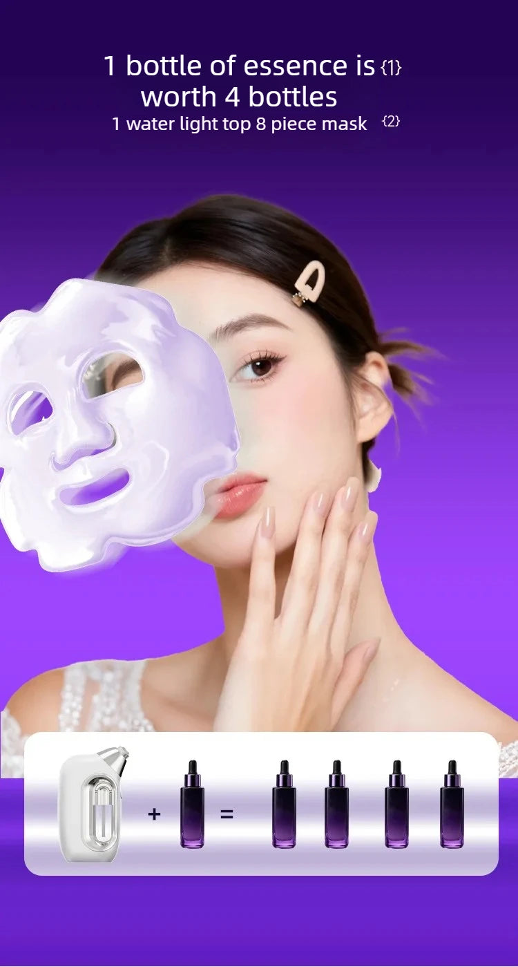Handheld High Pressure Hydrating Facial Steamer Nano Ionic Mist Sprayer 5ml Detachable Essence Bottle Long-lasting Moisture Lock