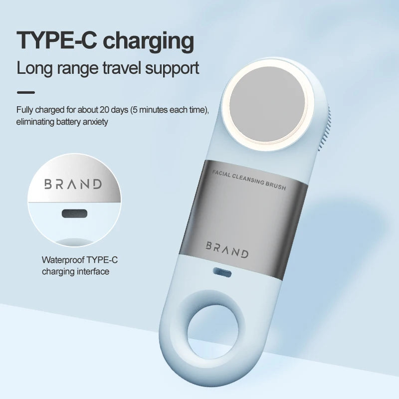 Hot Cold Facial Cleansing Brush Waterproof Face Scrubber Device Rechargeable Face Brush Electric Silicone Face Exfoliating Tool