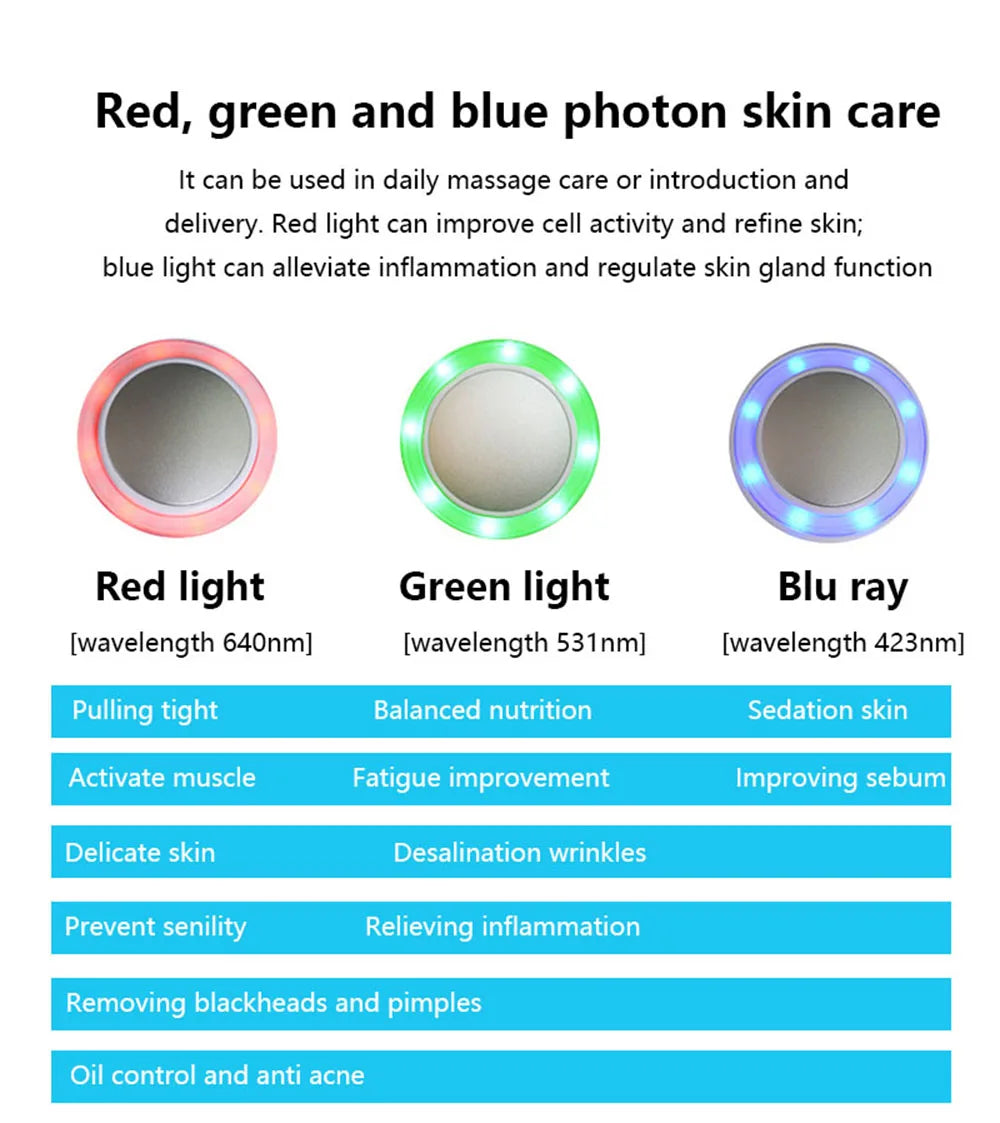 Cryotherapy Face Care Device Hot Cold Hammer Blue Photon Acne Treatment Facial Massager Skin Lifting Rejuvenation Beauty Machine
