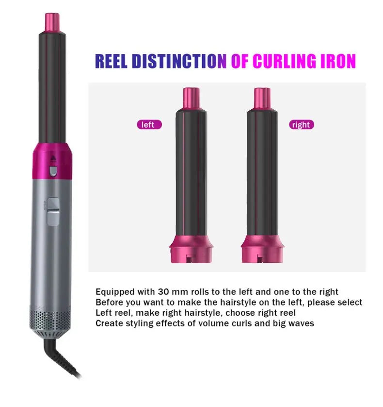 5 In 1 Hair Dryer And Styler Kit With Professional Hot Air Brush Curling Iron Hair Straightener For Curling And Straightening