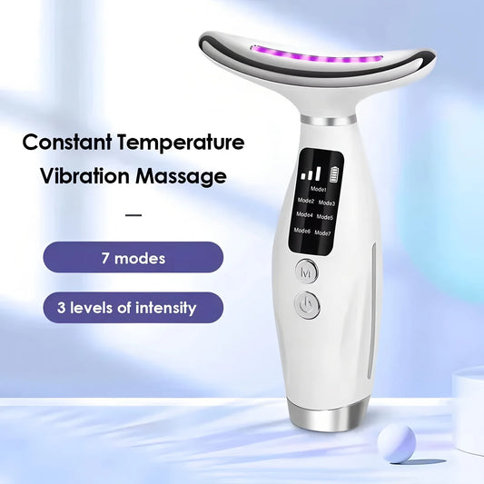 Neck Facial Lifting Device EMS Microcurrent LED Photon Therapy Vibration Face Massager Anti Wrinkles Tightening Skin Care Tools