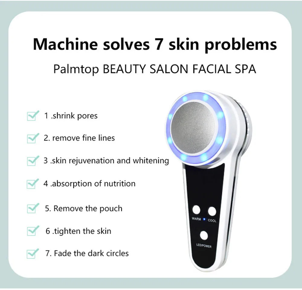 Cryotherapy Face Care Device Hot Cold Hammer Blue Photon Acne Treatment Facial Massager Skin Lifting Rejuvenation Beauty Machine