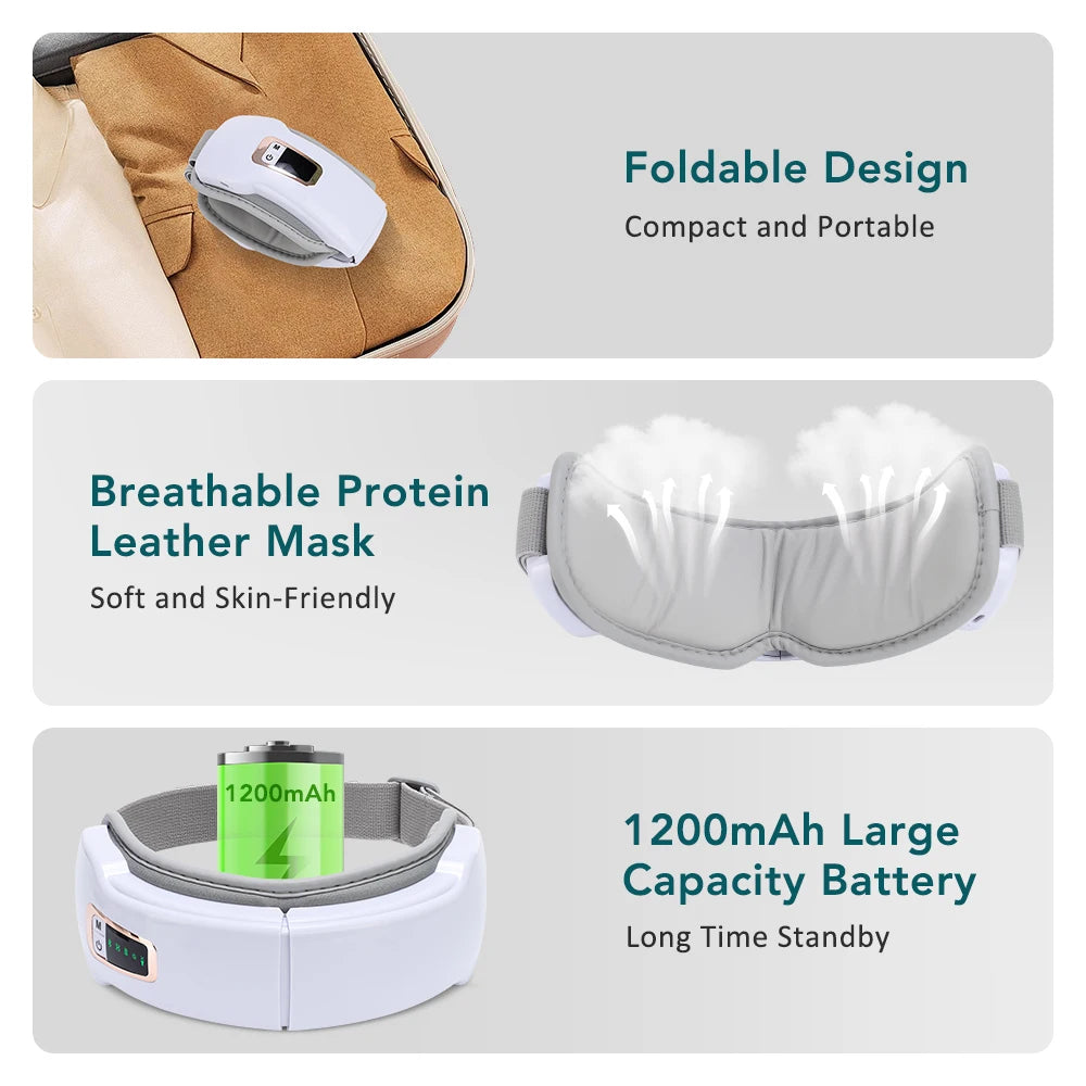 Eye Massager with Heat Smart Eye Care Device with Music for Migraines Relax Reduce Eye Strain Dark Circles Eye Bag Improve Sleep