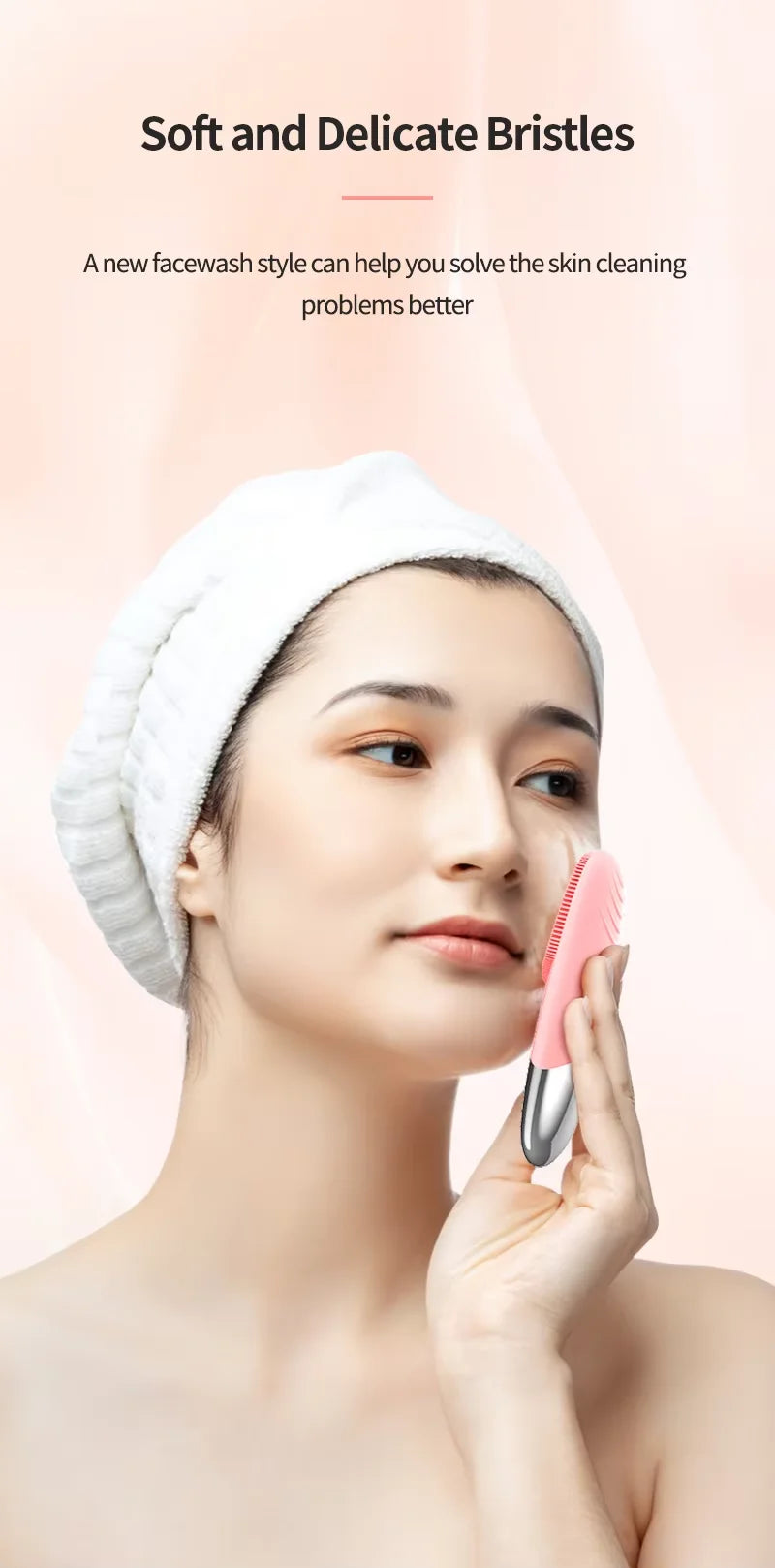 Square Electric Facial Cleansing Brush Silicone Rechargeable Introducer Beauty Device Ultrasonic Face Cleaning Massage Tool