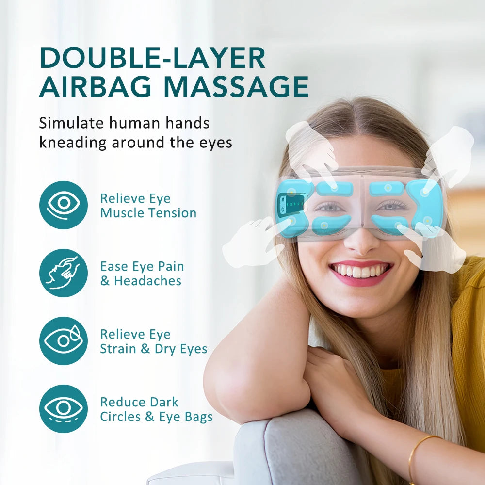 Eye Massager with Heat Smart Eye Care Device with Music for Migraines Relax Reduce Eye Strain Dark Circles Eye Bag Improve Sleep