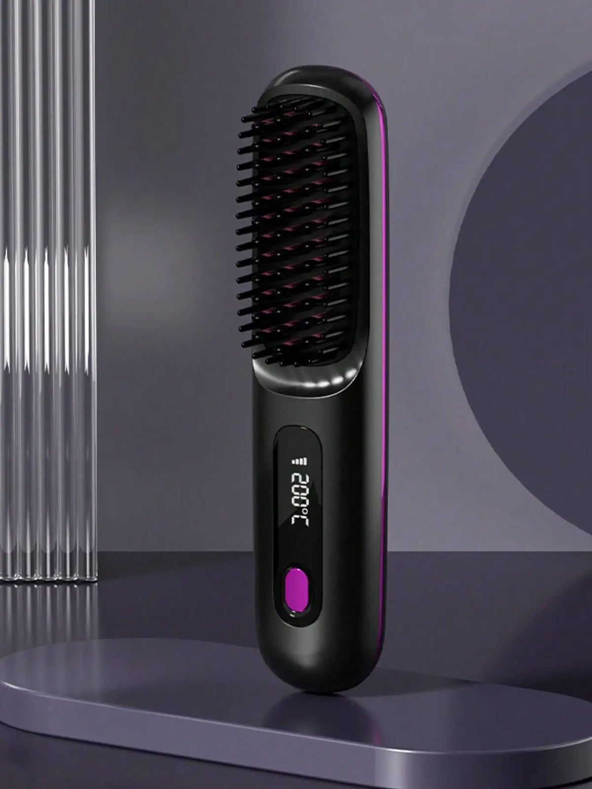 Women's Wireless Portable Hair Straightener, USB Rechargeable Negative Ion Hot Air Straightening Brush, Effectively Smooths Frizz, Makes Hair Shiny And Soft, Anti-Scald Design, 3 Temperature Settings, 30 Seconds Fast Heating,
