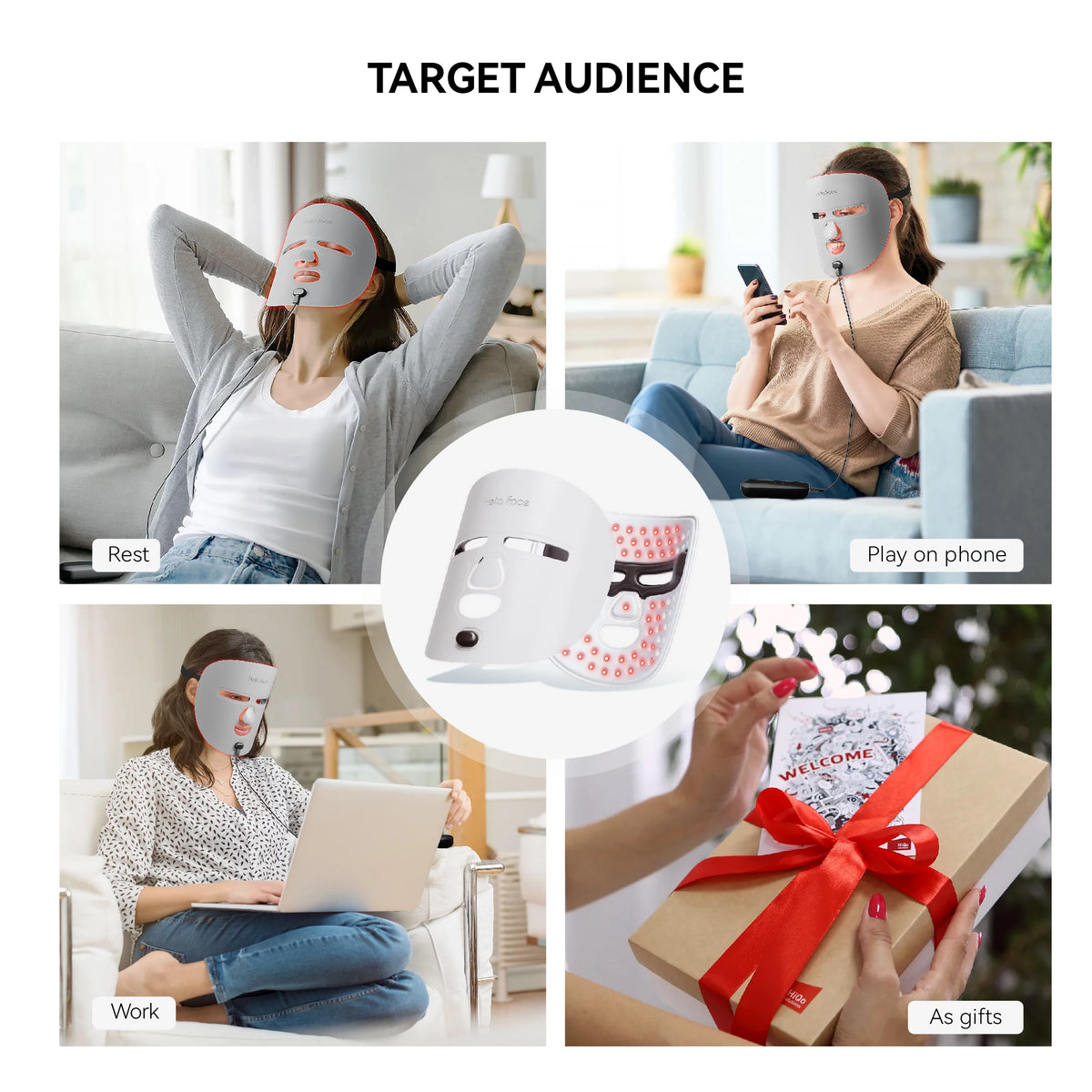 Hello Face 510K Wireless Near-Infrared and Red Light Therapy Facial Mask For Powerful Anti-ageing Professional Ultra-light Mask