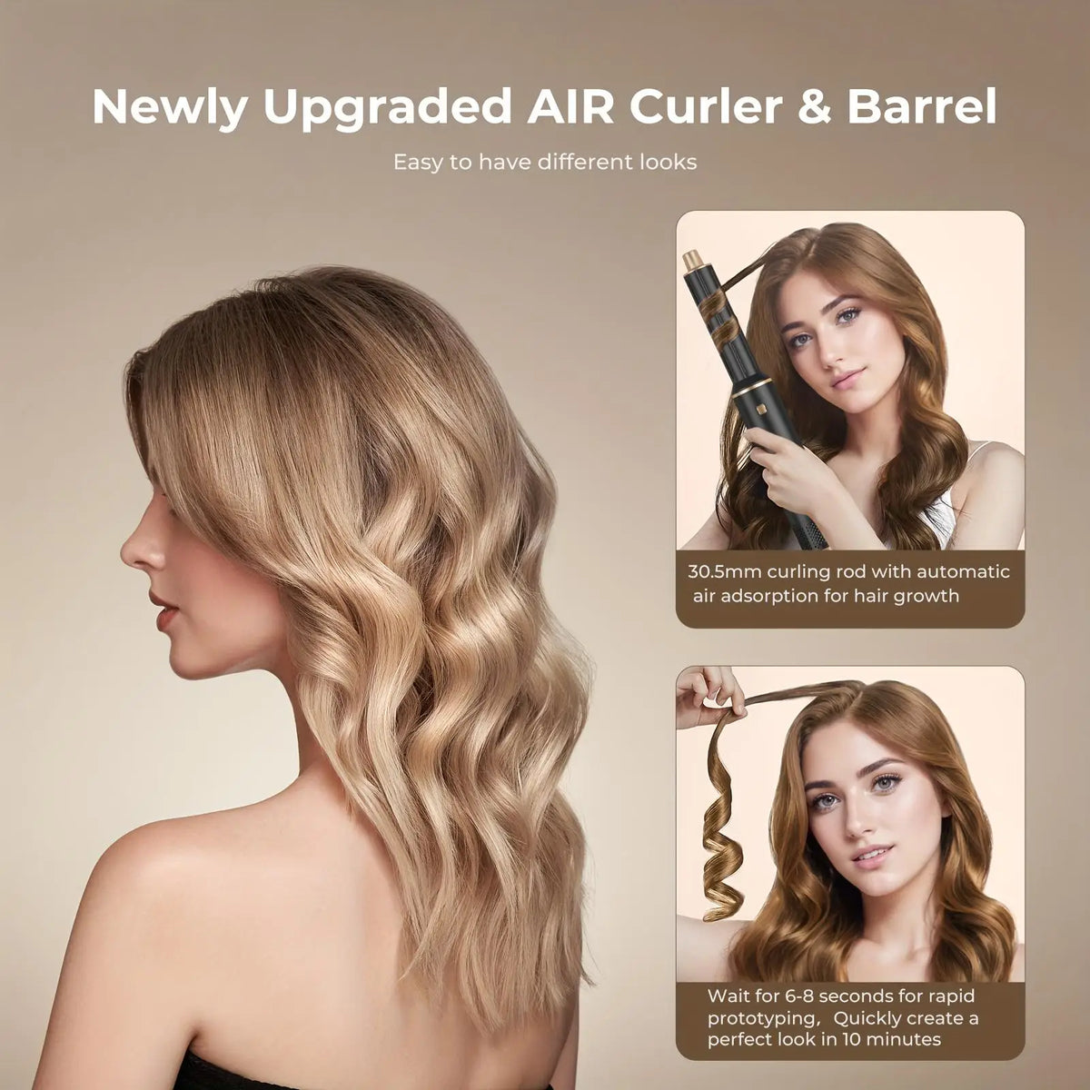 UKLISS 5 in 1 Blow Dryer Brush, Hair Dryer Brush Air Curler Air Curling Wrap Styler, Hot Air Brush Negative Ion Curler