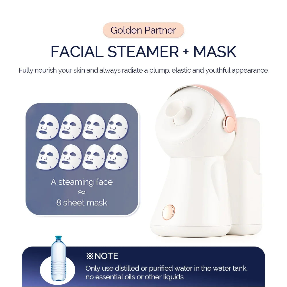 380ml Face Steamer Nano Spray Ionic Nebulizer Facial Vaporizer Hot Mist Hot Compress Skin Moisturizer Sprayer For Face Sauna SPA