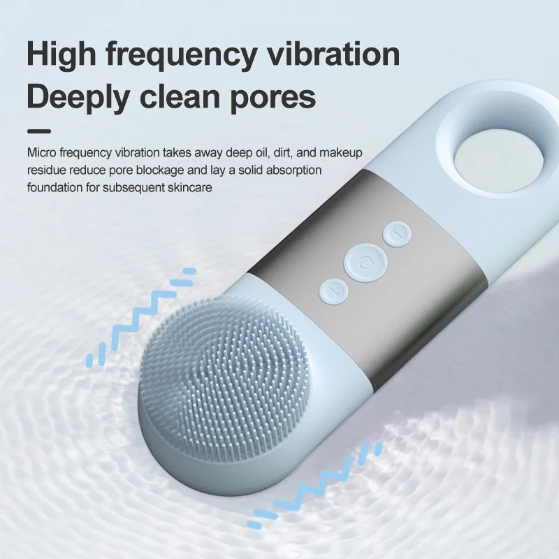 Hot Cold Facial Cleansing Brush Waterproof Face Scrubber Device Rechargeable Face Brush Electric Silicone Face Exfoliating Tool