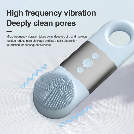 Hot Cold Facial Cleansing Brush Waterproof Face Scrubber Device Rechargeable Face Brush Electric Silicone Face Exfoliating Tool