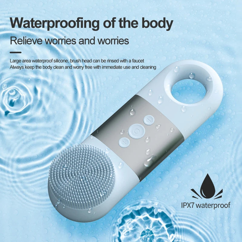 Hot Cold Facial Cleansing Brush Waterproof Face Scrubber Device Rechargeable Face Brush Electric Silicone Face Exfoliating Tool