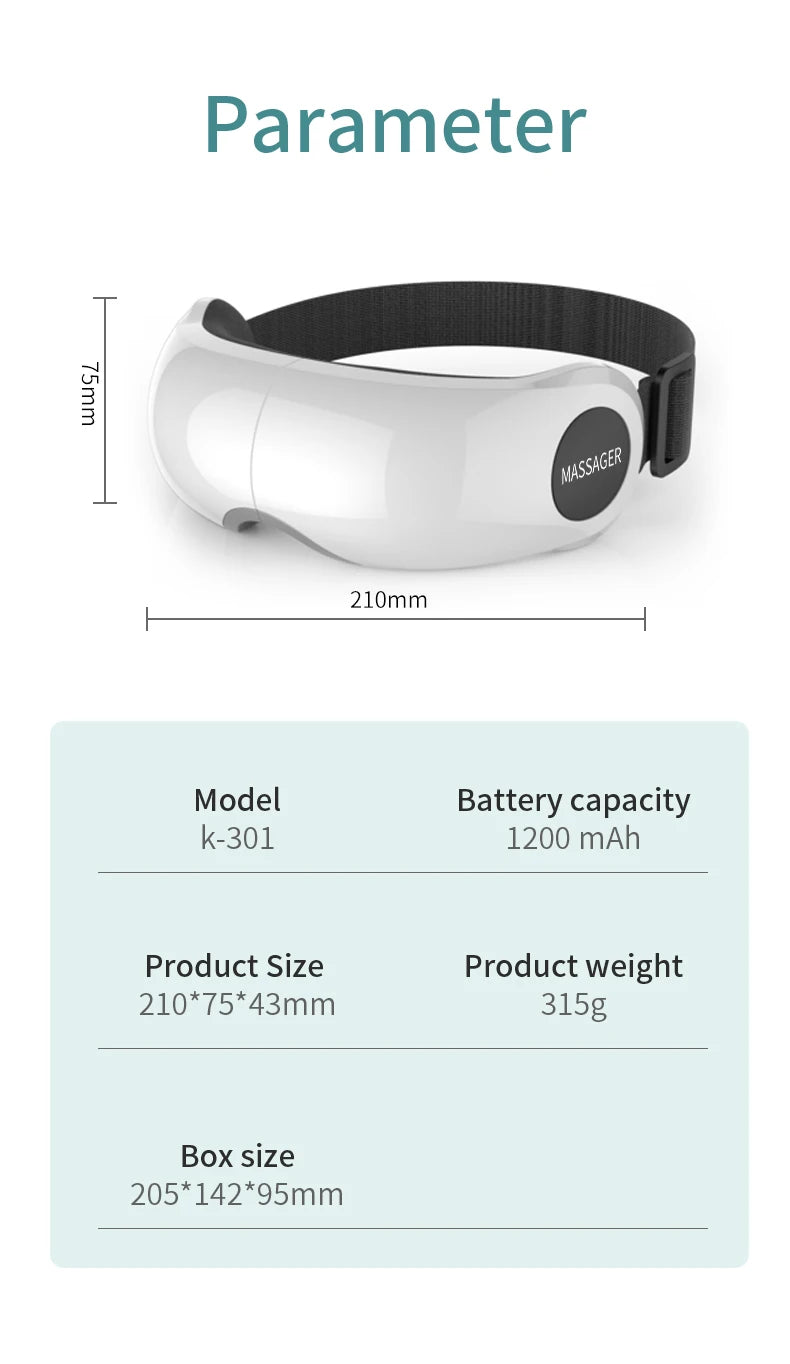 Smart Airbag Vibration Eye Massager Heating Bluetooth Music Eye Care Instrumen Hot Compress Relieves Fatigue And Dark Circles