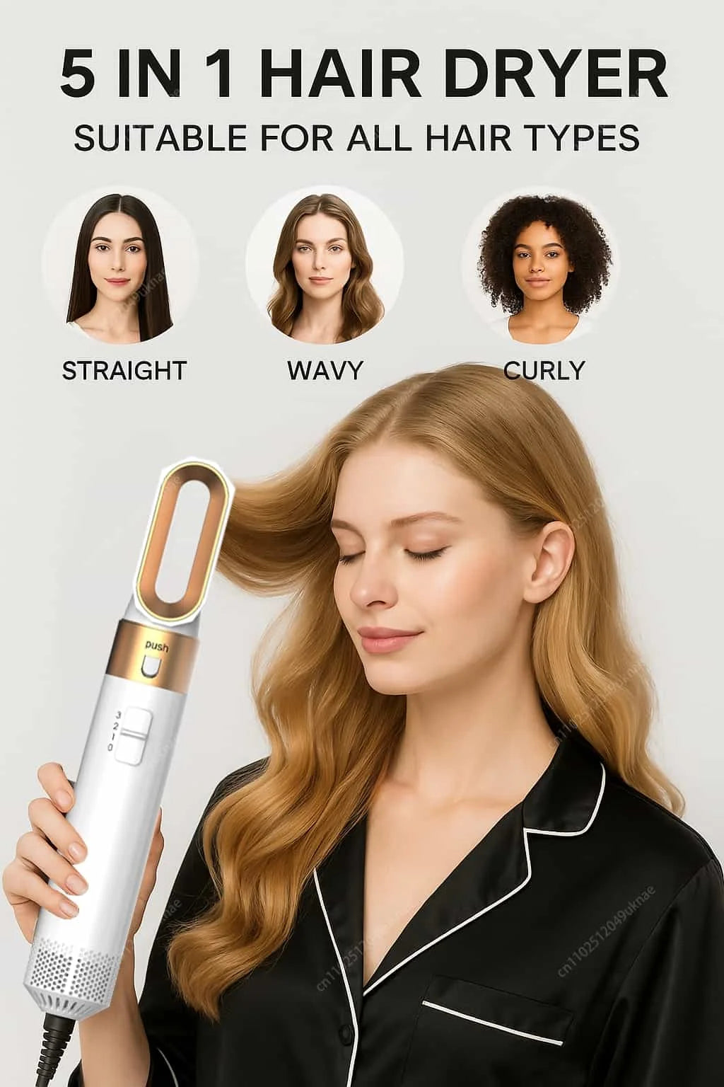 5 In 1 Hair Dryer And Styler Kit With Professional Hot Air Brush Curling Iron Hair Straightener For Curling And Straightening