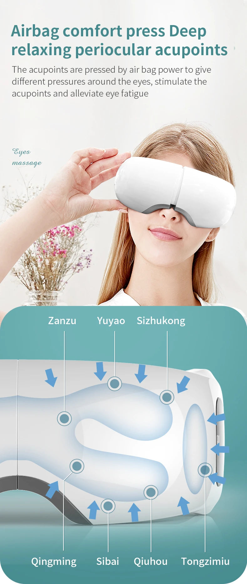 Smart Airbag Vibration Eye Massager Heating Bluetooth Music Eye Care Instrumen Hot Compress Relieves Fatigue And Dark Circles