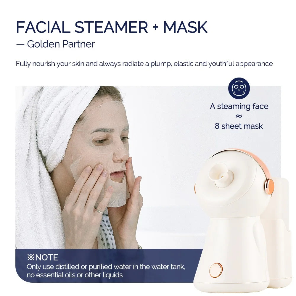 380ml Face Steamer Nano Spray Ionic Nebulizer Facial Vaporizer Hot Mist Hot Compress Skin Moisturizer Sprayer For Face Sauna SPA