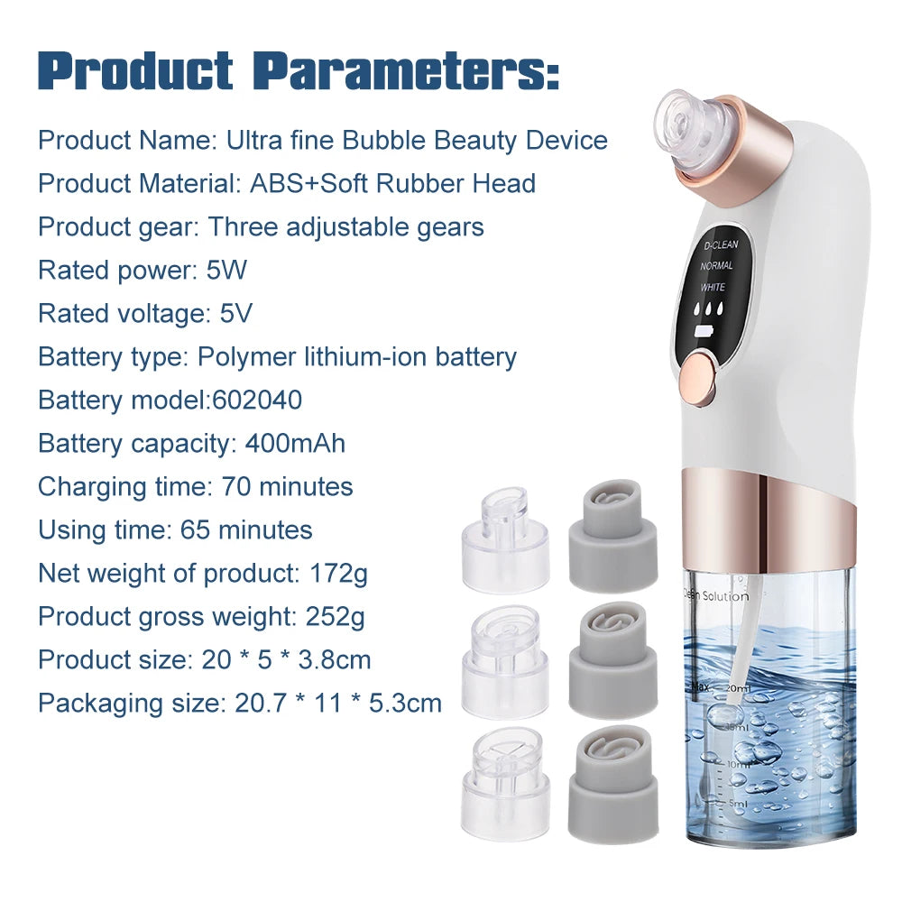 Electric Bubble Blackhead Remover Vacuum Suction Pore Cleaner Spot Acne Pimple Black Head Extractor Facial Cleaning Tools