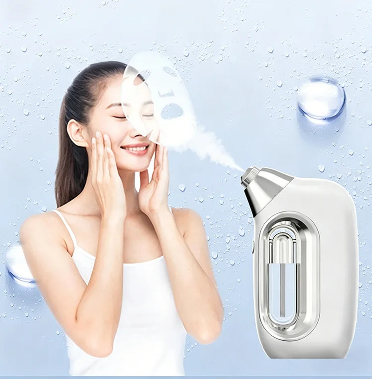 Handheld High Pressure Hydrating Facial Steamer Nano Ionic Mist Sprayer 5ml Detachable Essence Bottle Long-lasting Moisture Lock