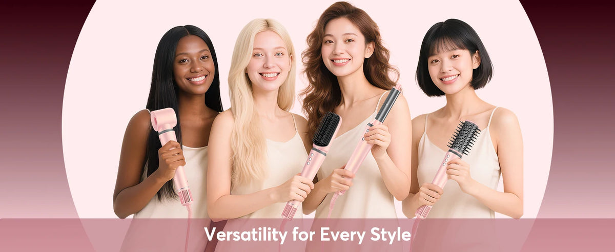 5 in 1 Air Wrap Hair Styler Frizz-Free Auto Wrap Curler, High-Speed Hair Dryer, Straightening & & Blow Dryer Brush for Styling