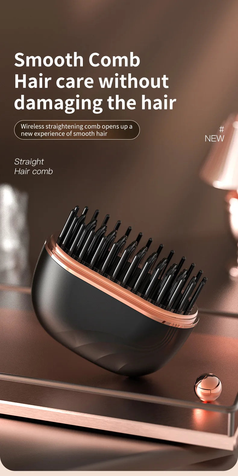 2026 New Mini Straightener Rechargeable Portable Hair Straightener Brush Anti-Scald Shell Cordless USB Charging Straighteners