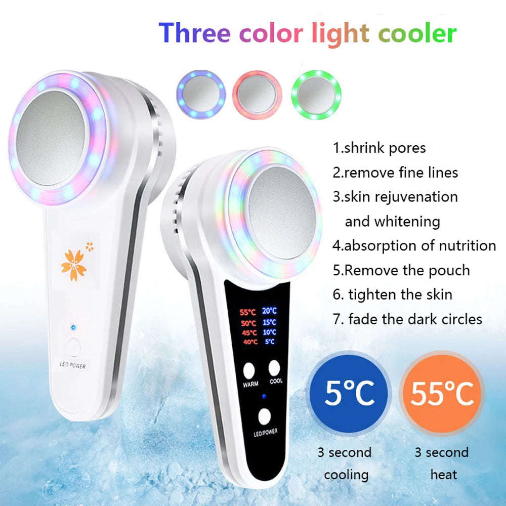 Cryotherapy Face Care Device Hot Cold Hammer Blue Photon Acne Treatment Facial Massager Skin Lifting Rejuvenation Beauty Machine