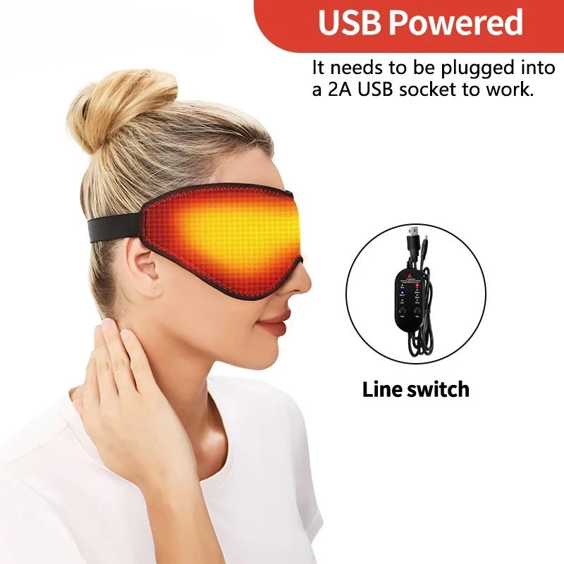 Heating Massage Eye Mask - Hot Compress Relieves Fatigue Dark Circles Aids Sleep 3 Gears Heat & Vibration (For Eye Strain)