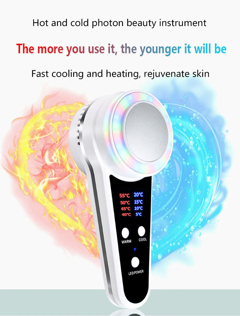 Cryotherapy Face Care Device Hot Cold Hammer Blue Photon Acne Treatment Facial Massager Skin Lifting Rejuvenation Beauty Machine